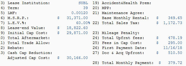Lease Money Factor >> 2019 Subaru Crosstrek 2 0i Limited Great Residual Poor Lease Money Factor >> 2019 Subaru Crosstrek 2 0i Limited Great Residual Poor