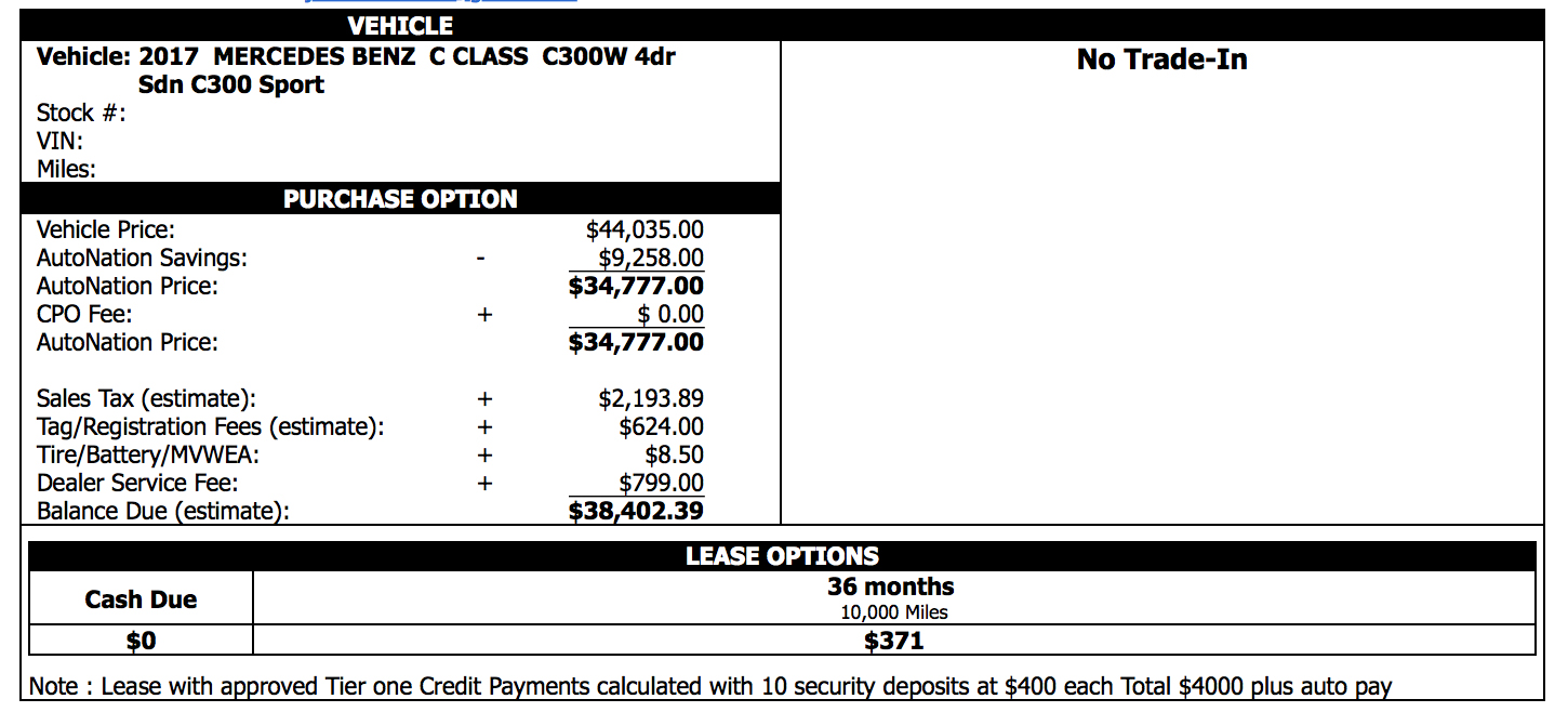 Estimate Lease Payment >> 2017 C300 Loaner 371 Mo 0 Down 4k Msd Maybe Signing Today Estimate Lease Payment >> 2017 C300 Loaner 371 Mo 0 Down 4k Msd Maybe Signing Today