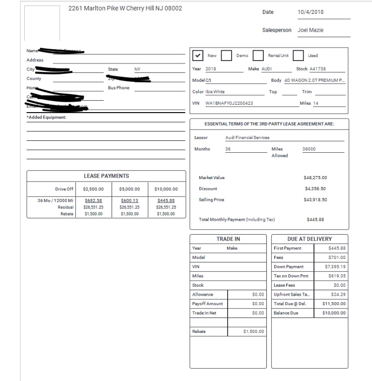 What Do You Guys Think About This 2018 Q5 Lease Deal